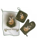 Kitchen Set with Roe Deer Print (green)